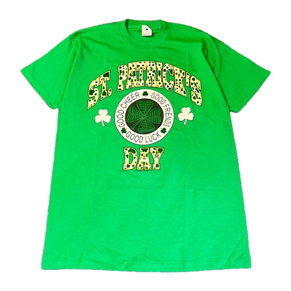 Saint Patricks Day Shirt Men's‎ Large Green Crew Neck Short Sleeve Logo - Picture 1 of 5